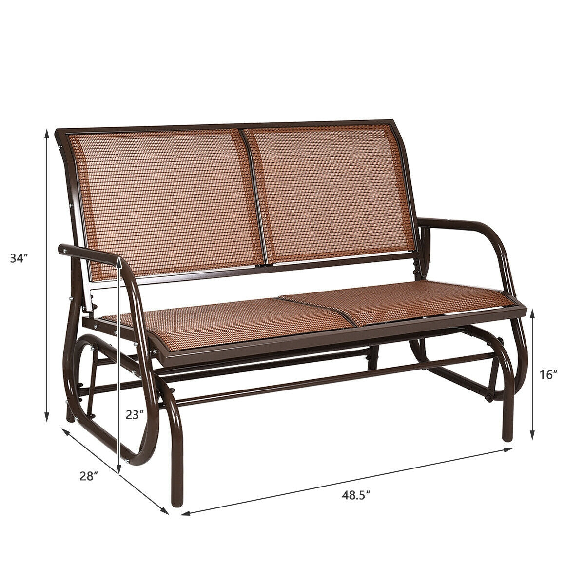 Swing Glider Chair, 48 Inch, Loveseat Rocker Lounge, Brown Patio Rocking Chairs & Gliders at Gallery Canada