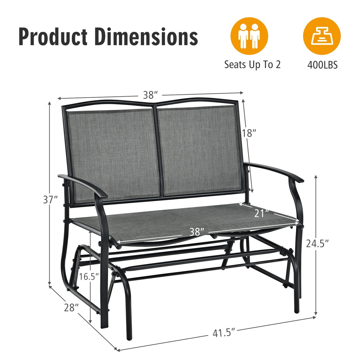 Iron Patio Rocking Chair, Gray Patio Rocking Chairs & Gliders at Gallery Canada