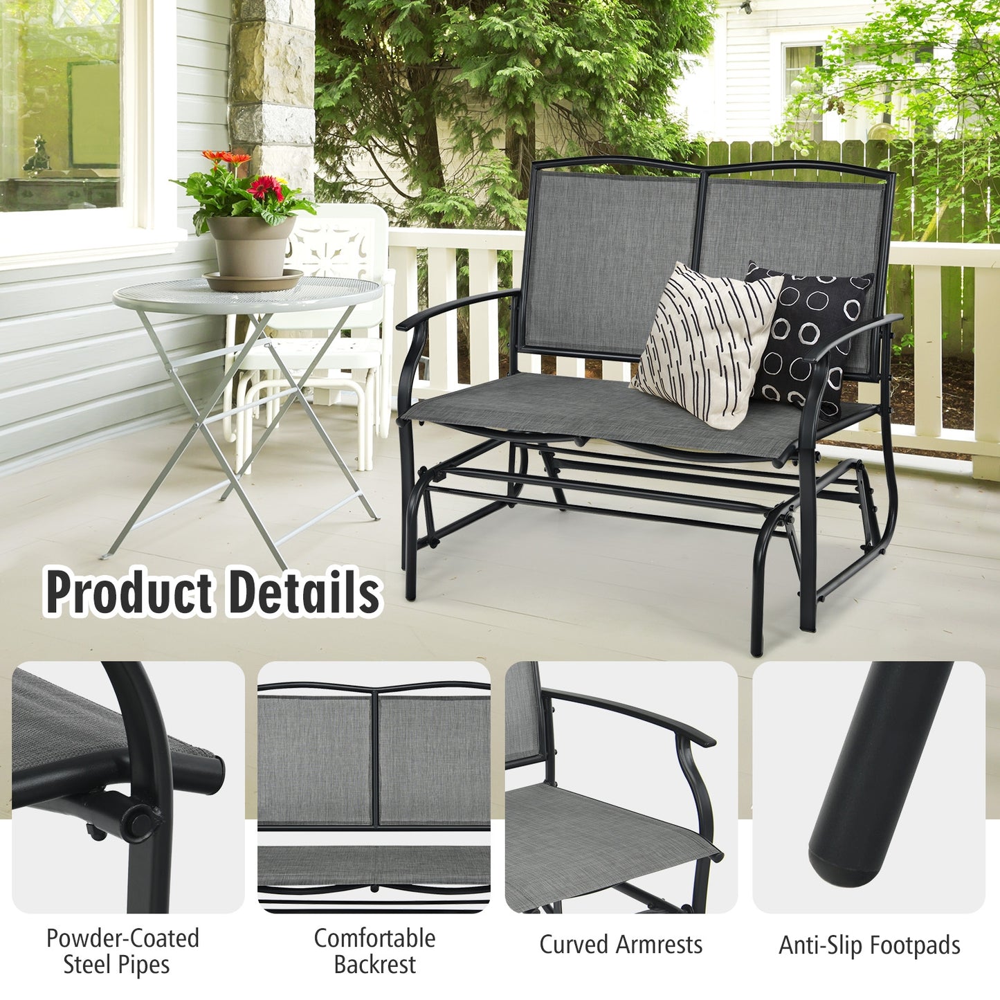Iron Patio Rocking Chair, Gray Patio Rocking Chairs & Gliders at Gallery Canada