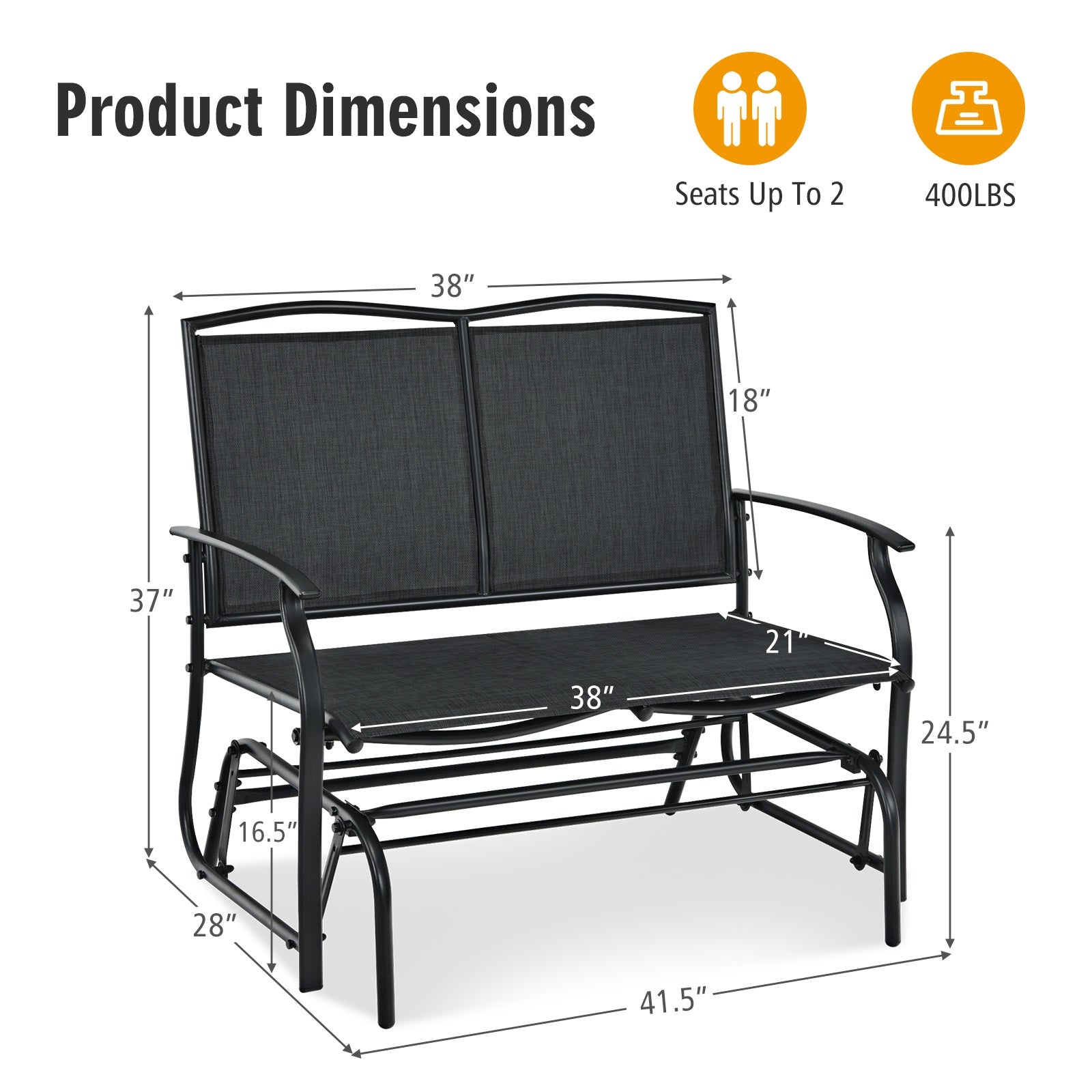 Iron Patio Rocking Chair, Black Patio Rocking Chairs & Gliders at Gallery Canada