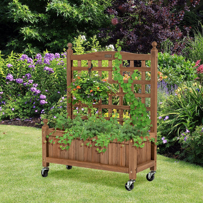 32in Wood Planter Box With Trellis, Raised Bed, Brown Raised Garden Beds at Gallery Canada