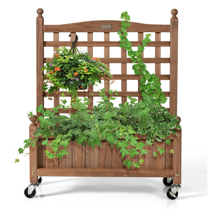 32in Wood Planter Box With Trellis, Raised Bed, Brown Raised Garden Beds at Gallery Canada