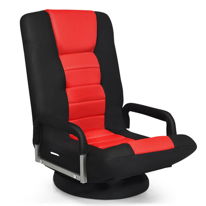 360-Degree Swivel Gaming Floor Chair, Foldable Adjustable Backrest, Red Floor Chairs at Gallery Canada