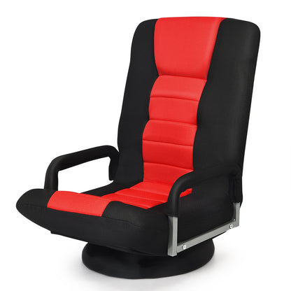 360-Degree Swivel Gaming Floor Chair, Foldable Adjustable Backrest, Red Floor Chairs at Gallery Canada