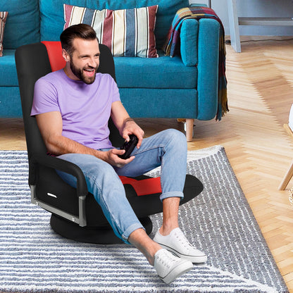 360-Degree Swivel Gaming Floor Chair, Foldable Adjustable Backrest, Red Floor Chairs at Gallery Canada