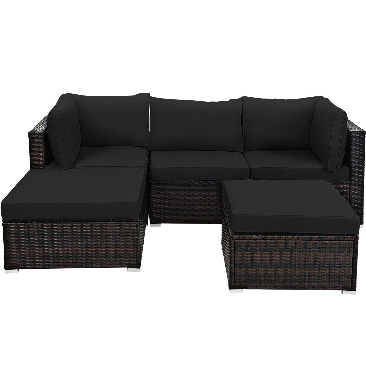 5 Piece Patio Sectional Rattan Furniture Set, Black Outdoor Sectionals at Gallery Canada