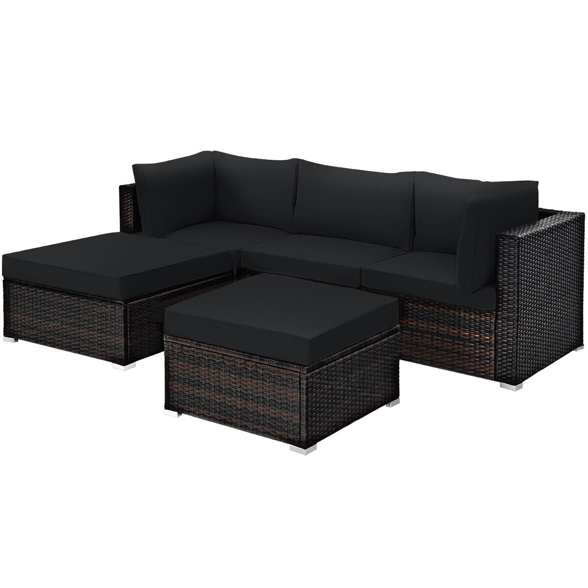 5 Piece Patio Sectional Rattan Furniture Set, Black Outdoor Sectionals at Gallery Canada