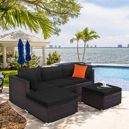 5 Piece Patio Sectional Rattan Furniture Set, Black Outdoor Sectionals at Gallery Canada