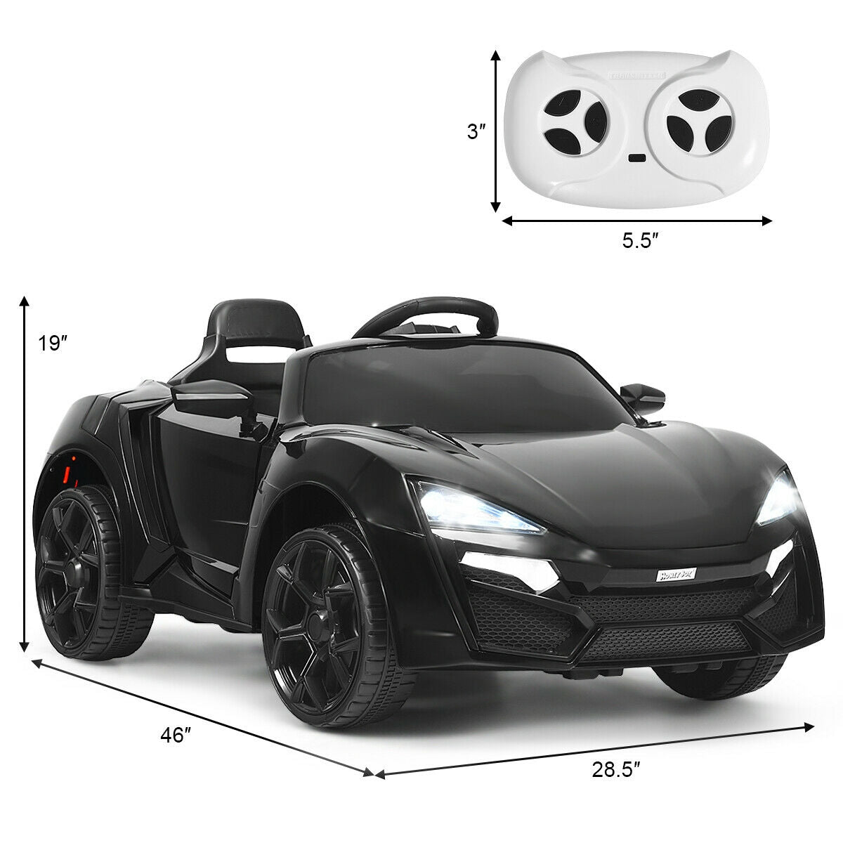 12V 2.4G RC Electric Vehicle With Lights, Black Powered Ride On Toys at Gallery Canada