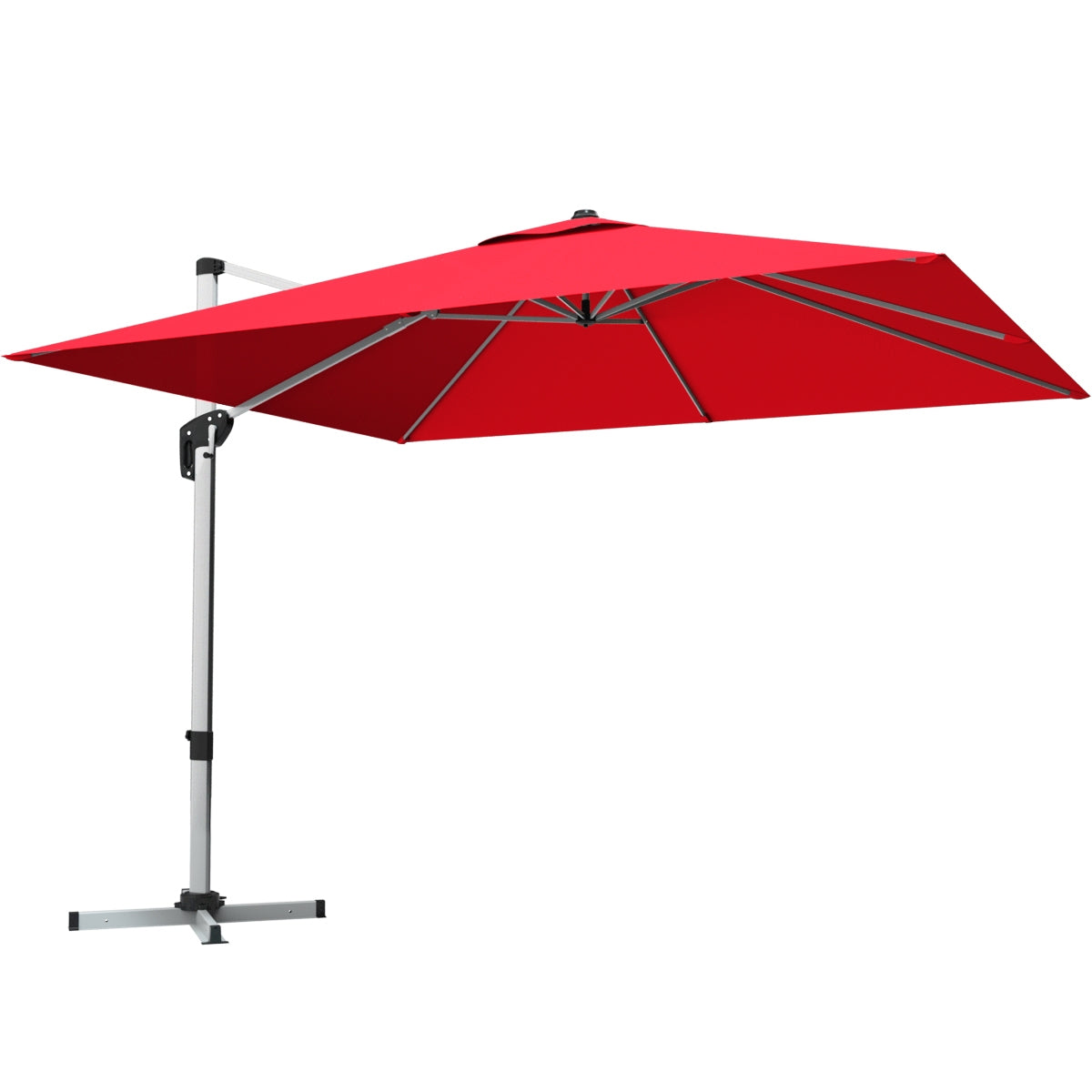 10 ft 360 Degree Tilt Aluminum Square Patio Umbrella, Burgundy Outdoor Umbrellas at Gallery Canada