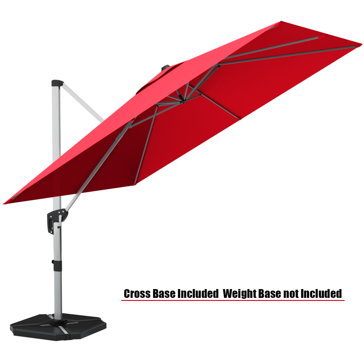 10 ft 360 Degree Tilt Aluminum Square Patio Umbrella, Burgundy Outdoor Umbrellas at Gallery Canada