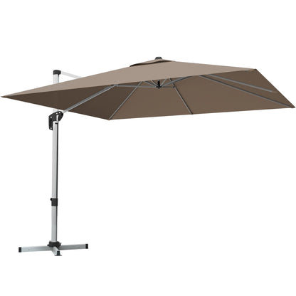 10 ft 360 Degree Tilt Aluminum Square Patio Offset Cantilever Umbrella without Weight Base, Tan Outdoor Umbrellas Tan at Gallery Canada