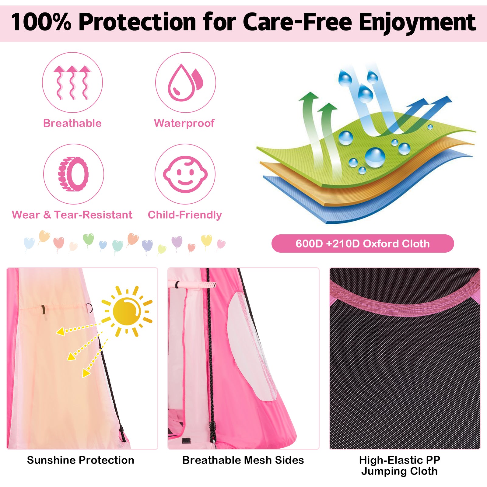 40 Inch Kids Hanging Chair, Detachable Swing Tent Set, Pink Swing & Playsets at Gallery Canada
