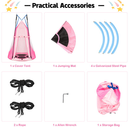 40 Inch Kids Hanging Chair, Detachable Swing Tent Set, Pink Swing & Playsets at Gallery Canada