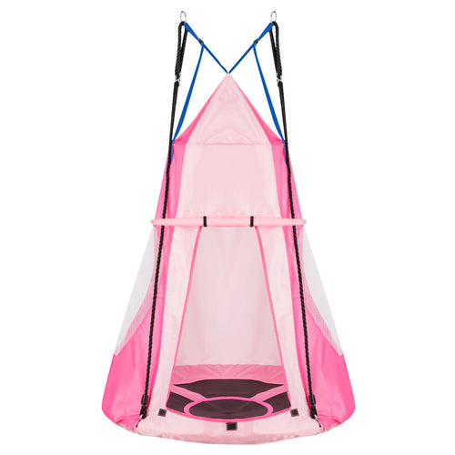 40 Inch Kids Hanging Chair, Detachable Swing Tent Set, Pink