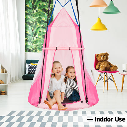 40 Inch Kids Hanging Chair, Detachable Swing Tent Set, Pink Swing & Playsets at Gallery Canada