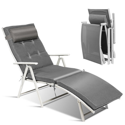 Adjustable Folding Chaise Lounge Chair, Gray Outdoor Chaise Lounges at Gallery Canada