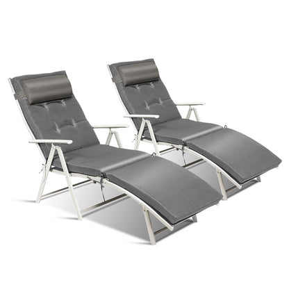 Adjustable Folding Chaise Lounge Chair, Gray Outdoor Chaise Lounges at Gallery Canada