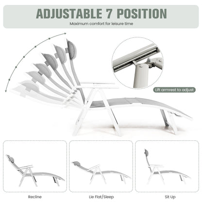 Adjustable Folding Chaise Lounge Chair, Gray Outdoor Chaise Lounges at Gallery Canada