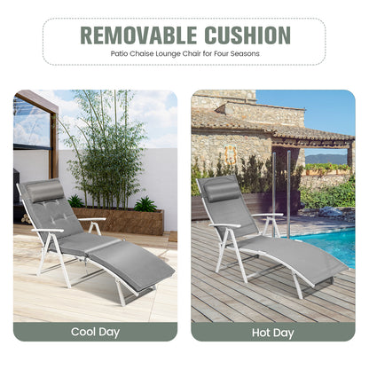 Adjustable Folding Chaise Lounge Chair, Gray Outdoor Chaise Lounges at Gallery Canada