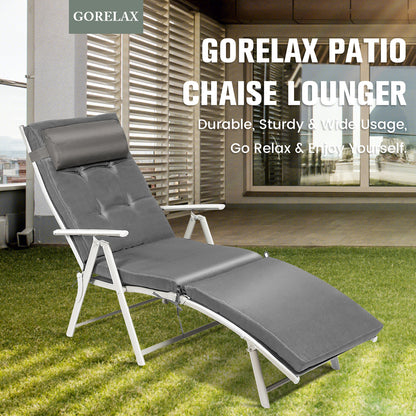 Adjustable Folding Chaise Lounge Chair, Gray Outdoor Chaise Lounges at Gallery Canada