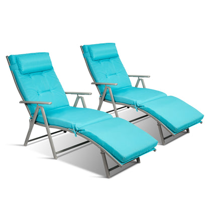 Adjustable Lightweight Folding Chaise Lounge Chair, Blue Outdoor Chaise Lounges at Gallery Canada