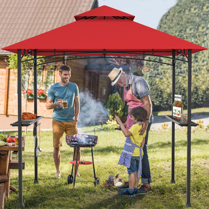 8 x 5 Feet Outdoor BBQ Grill Gazebo, Dark Red Gazebos at Gallery Canada