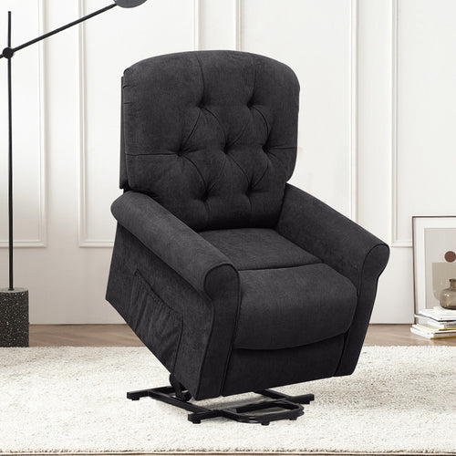 Recliner Chair For Elderly, Side Pocket, Remote Control, Black
