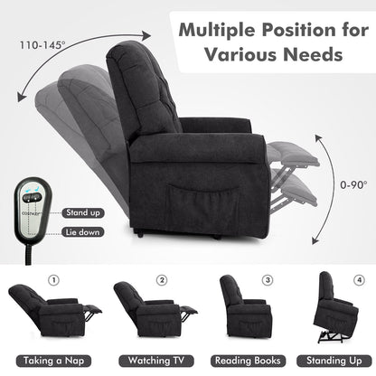 Recliner Chair For Elderly, Side Pocket, Remote Control, Black Recliners at Gallery Canada