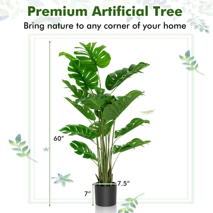 Artificial Monstera Tree Set, 5 Feet, Green Faux Plants at Gallery Canada