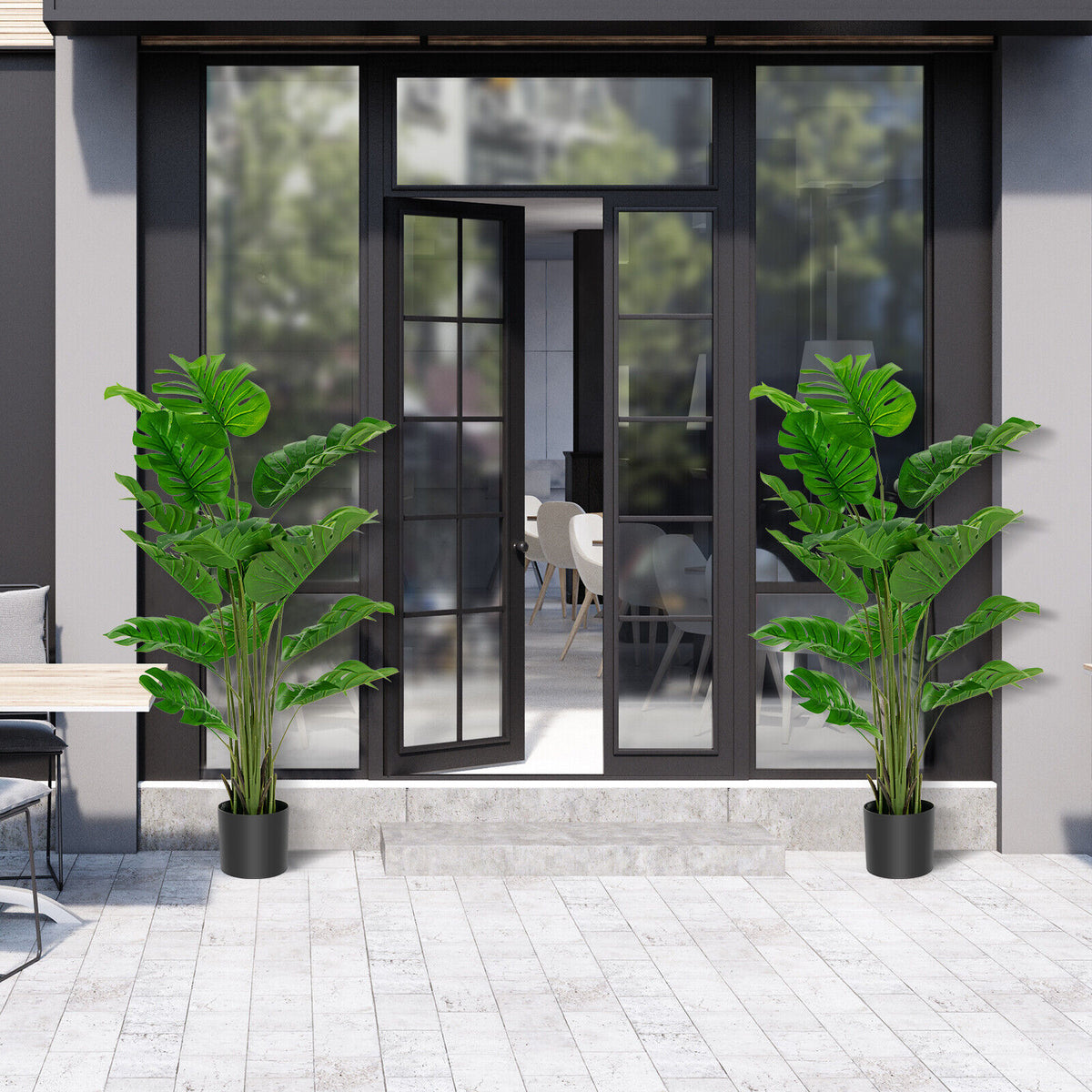 Artificial Monstera Tree Set, 5 Feet, Green Faux Plants at Gallery Canada