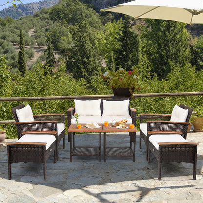 7-Piece Patio Rattan Cushioned Conversation Set, Beige Patio Conversation Sets at Gallery Canada