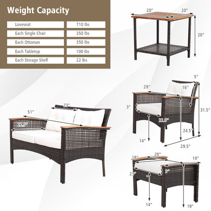 7-Piece Patio Rattan Cushioned Conversation Set, Beige Patio Conversation Sets at Gallery Canada
