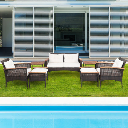 7-Piece Patio Rattan Cushioned Conversation Set, Beige Patio Conversation Sets at Gallery Canada