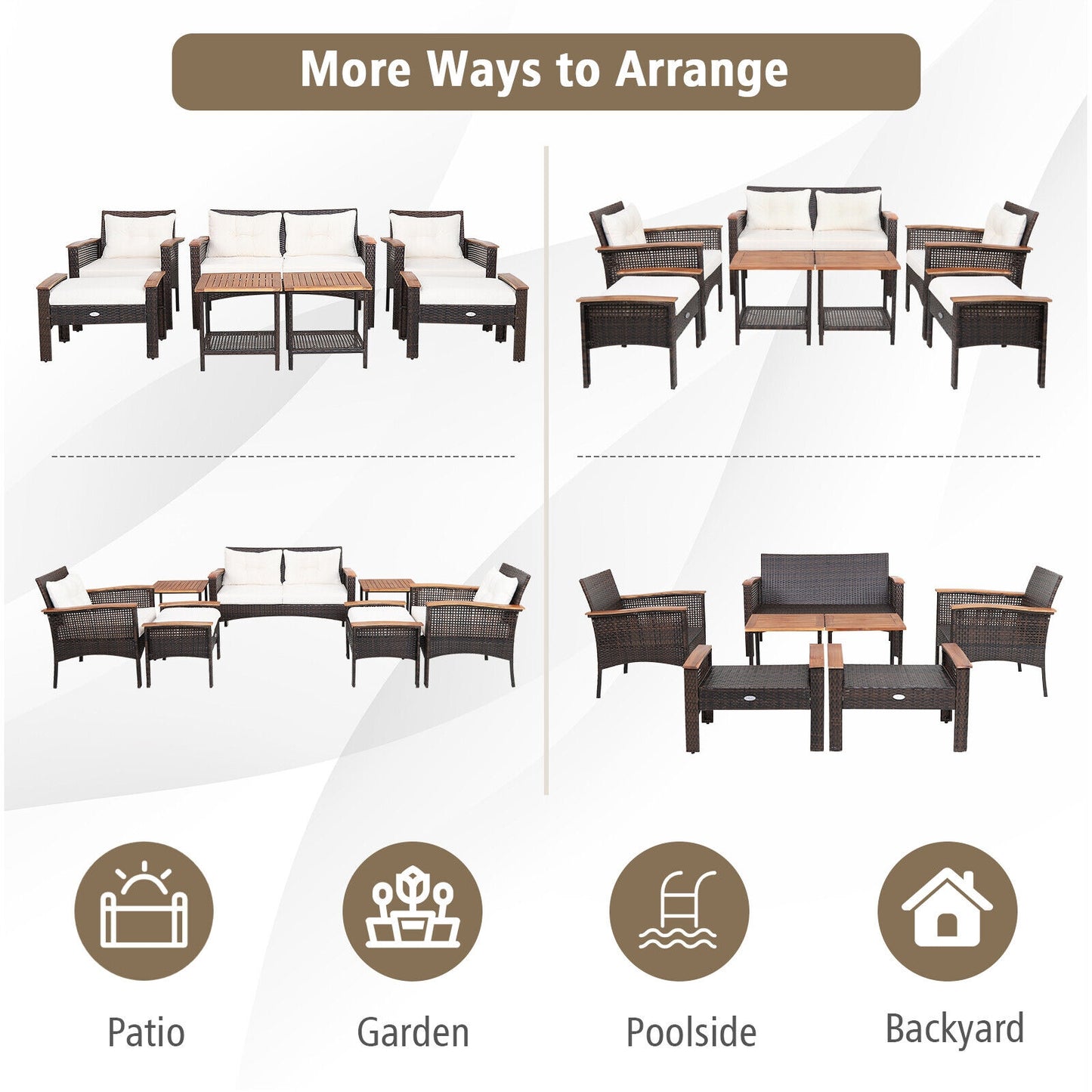 7-Piece Patio Rattan Cushioned Conversation Set, Beige Patio Conversation Sets at Gallery Canada