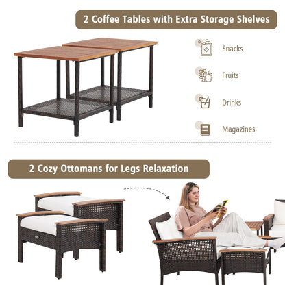7-Piece Patio Rattan Cushioned Conversation Set, Beige Patio Conversation Sets at Gallery Canada