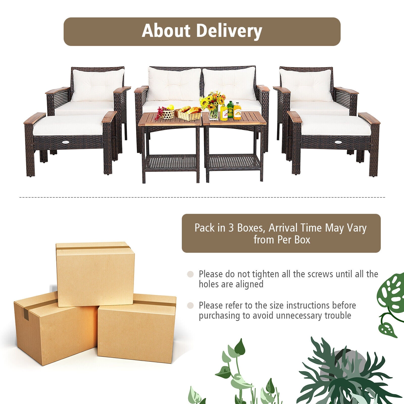 7-Piece Patio Rattan Cushioned Conversation Set, Beige Patio Conversation Sets at Gallery Canada