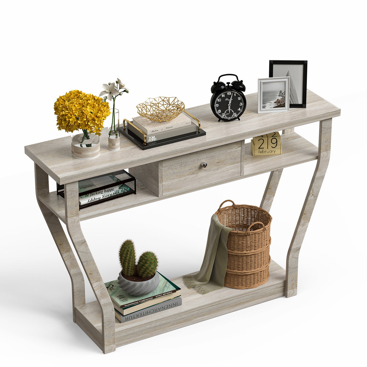 Modern Sofa Accent Table With Drawer, Gray Console Tables at Gallery Canada