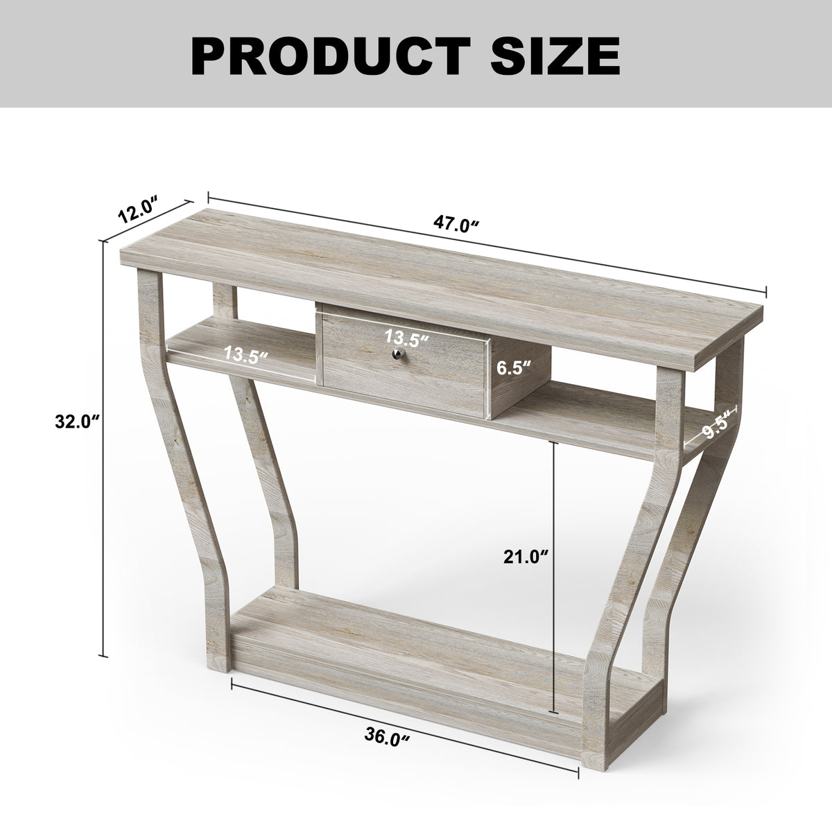 Modern Sofa Accent Table With Drawer, Gray Console Tables at Gallery Canada