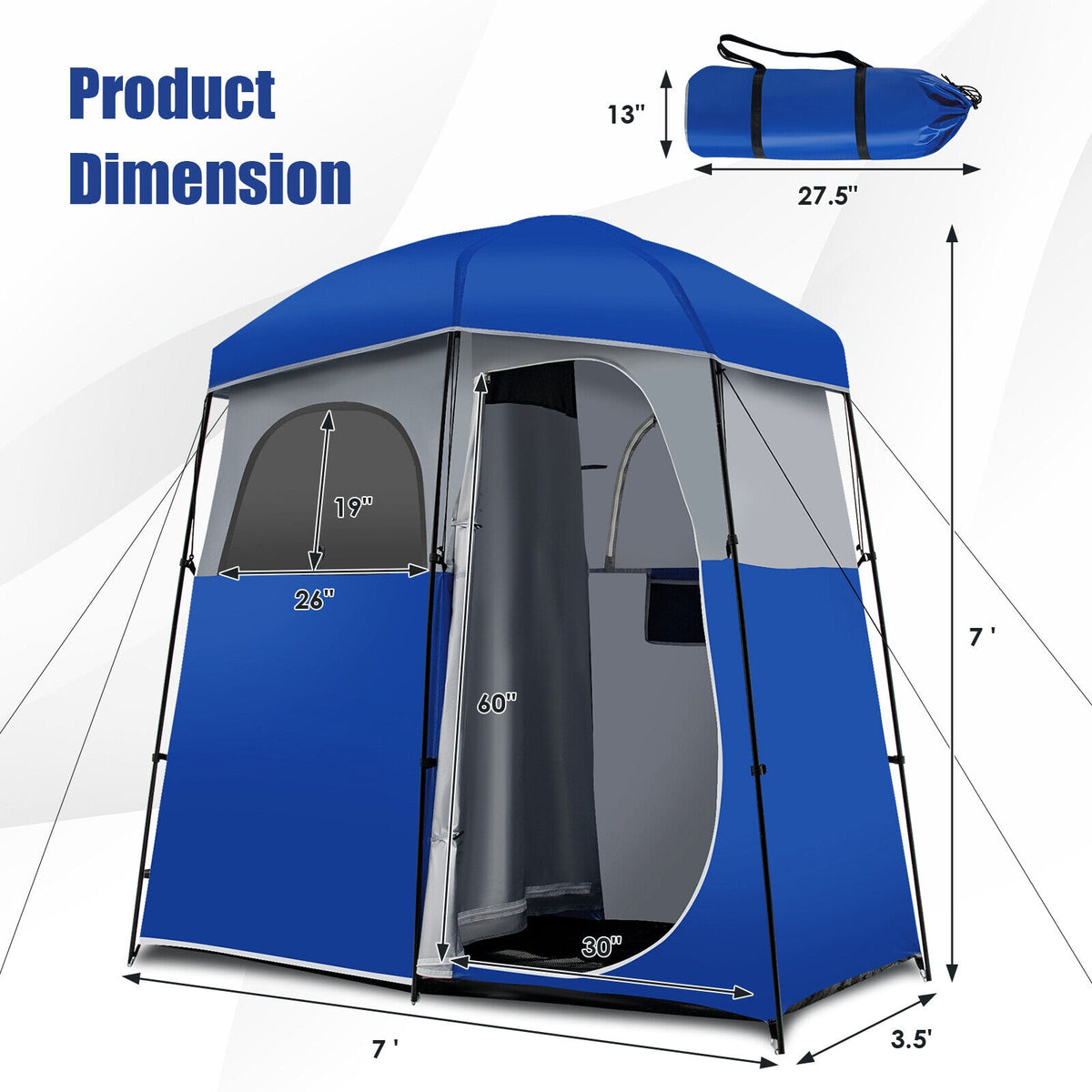Double Room Camping Toilet Tent, Floor, Portable Storage Bag, Blue Tents at Gallery Canada