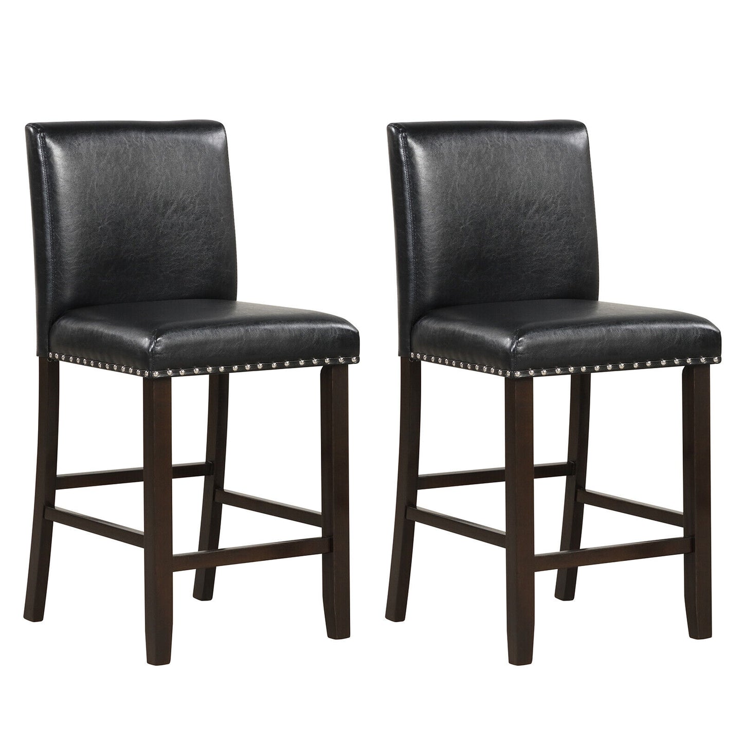PVC Leather Bar Stools With Back, Set Of 2, Black Bar Stools Black at Gallery Canada
