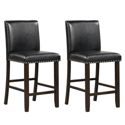 PVC Leather Bar Stools With Back, Set Of 2, Black Bar Stools Black at Gallery Canada