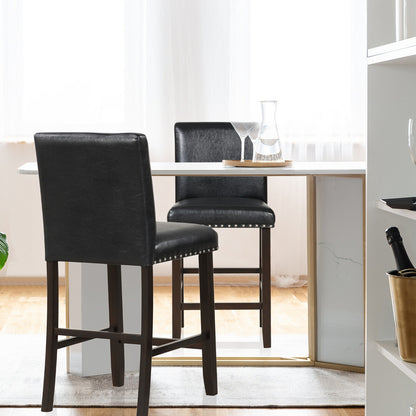 PVC Leather Bar Stools With Back, Set Of 2, Black Bar Stools at Gallery Canada