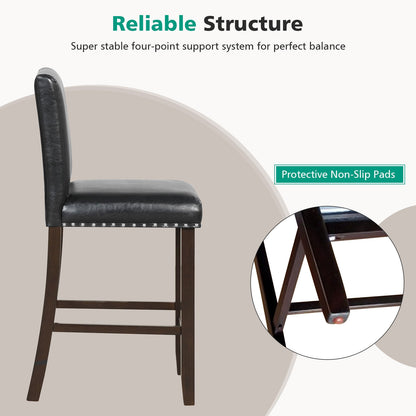 PVC Leather Bar Stools With Back, Set Of 2, Black Bar Stools at Gallery Canada