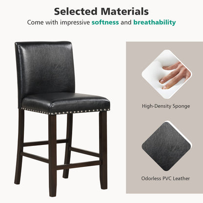 PVC Leather Bar Stools With Back, Set Of 2, Black Bar Stools at Gallery Canada