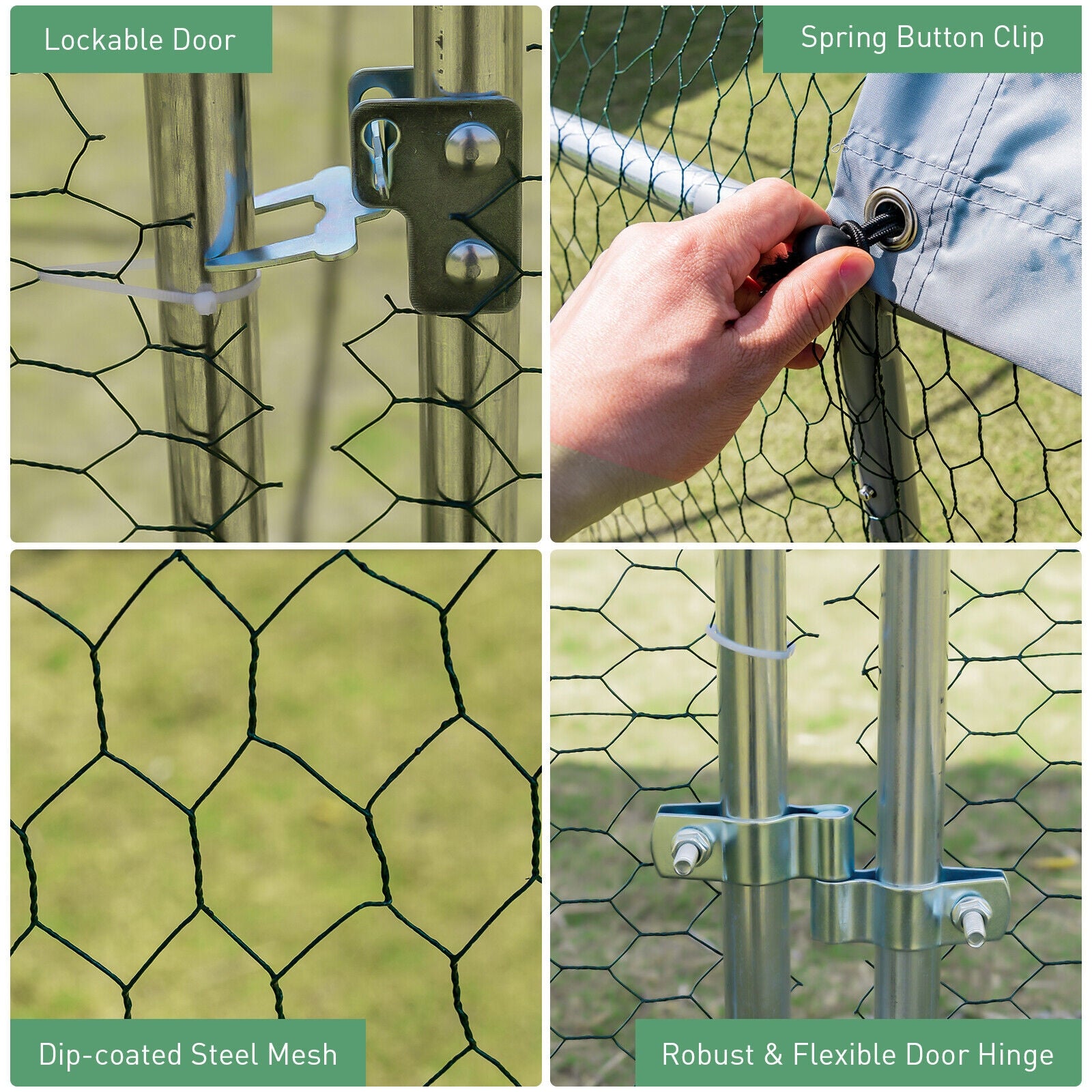 6.2 Feet/12.5 Feet/19 FeetLarge Metal Chicken Coop Outdoor Galvanized Dome Cage with Cover-M, Black Chicken Coops at Gallery Canada
