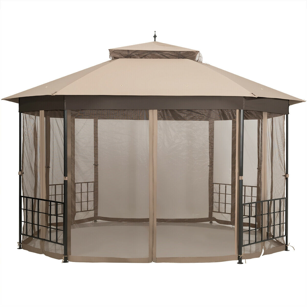 10'x12' Octagonal Patio Gazebo, Brown Gazebos at Gallery Canada