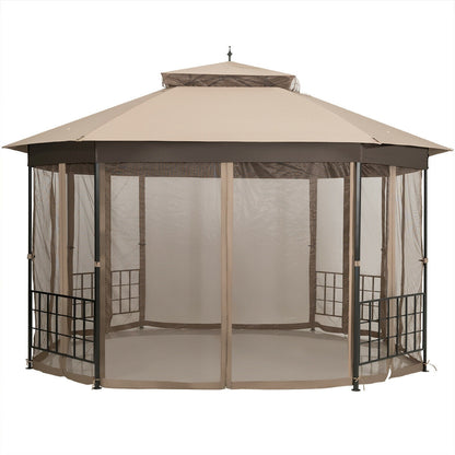 10'x12' Octagonal Patio Gazebo, Brown Gazebos at Gallery Canada