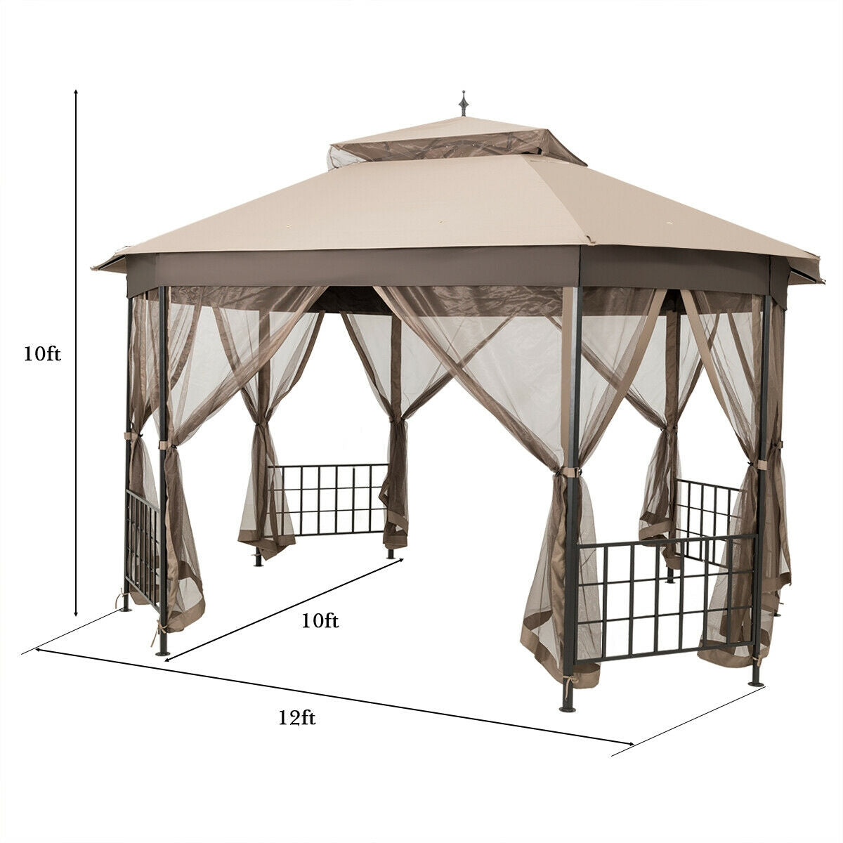 10'x12' Octagonal Patio Gazebo, Brown Gazebos at Gallery Canada