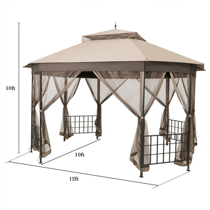 10'x12' Octagonal Patio Gazebo, Brown Gazebos at Gallery Canada